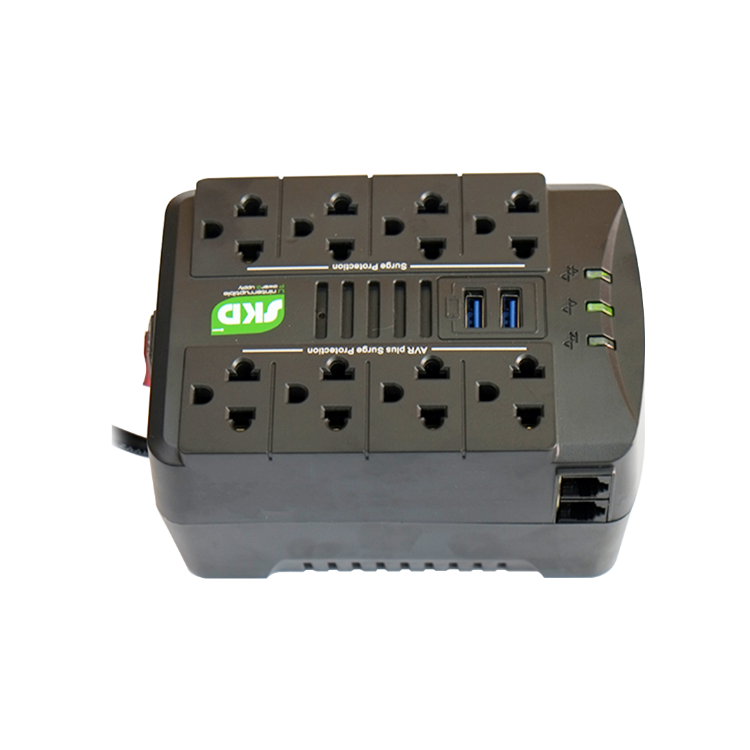 Picture of SKD Spina-2000 2000VA/1000W Stabilizer เครื่องปรับแรงดันไฟฟ้า (AVR+USB เต้าเสียบด้านบน) รับประกัน 1ปี Automatic Voltage Regulator ( ไม่สำรองไฟ )