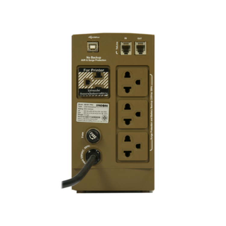 Picture of SYNDOME SZ-801-PRO เครื่องสำรองไฟ Line interactive UPS 800VA / 640Watt Battery 12V 9Ah *1